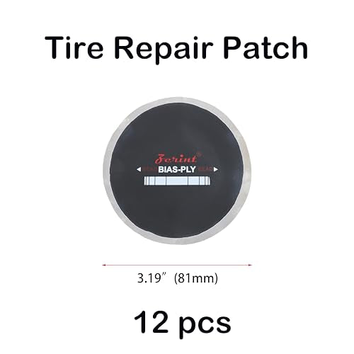 Dia 3.19" 12 pcs, Bias Tire Reinforced Heavy Duty Bias Ply Tire Repair Patch Round Tire Patch for Car Truck Bus Tractor Agricultural Vehicles Puncture Repair - size: Dia 3.19" 12 pcs