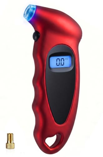 Digital Tire Pressure Gauge 150 PSI with Backlight LCD - color: Red