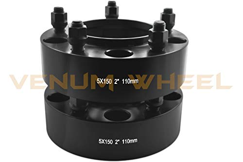 4 Pc 5x150 MM Hub Centric Wheel Spacers Adapters 5x150 MM | 2" Thick | 14x1.5 | +20 Pc 4.5" Tall Spike Red Lug Nuts + Key Works with 07-19 Toyota Tundra Sequioa Land Cruiser Lexus