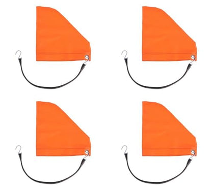 (4 Pack) Orange 7" Turbo Saver Exhaust Cover & 21" Rubber Snap Tie w/Hook - Weather Resistant PVC Turbo Cover to Protect Equipment at High Speeds & Excessive Airflow During Transport - size: 7 Inch, style: 4 - Pack