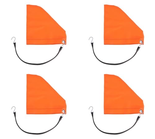 (4 Pack) Orange 7" Turbo Saver Exhaust Cover & 21" Rubber Snap Tie w/Hook - Weather Resistant PVC Turbo Cover to Protect Equipment at High Speeds & Excessive Airflow During Transport - size: 7 Inch, style: 4 - Pack