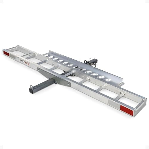 Black Widow Aluminum Motorcycle Hitch Carrier with Ramp, 400 lb, 2 in Hitch - style: Single Bike