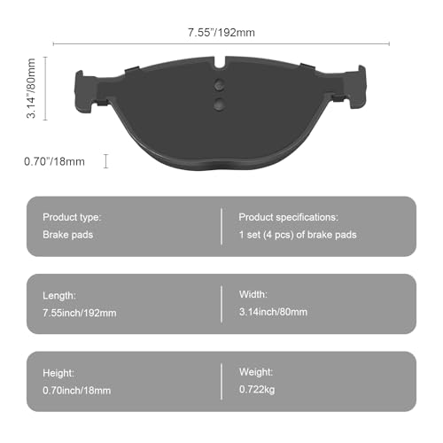 D1409 Front Ceramic Brake Pads Kit Fit For BMW 528i 2012-2013, For 528i xDrive 2012-2013, For 535i GT 2010-2017, For 535i GT xDrive 2011-2017, For 550i 2011-2016 - style: HZ1409