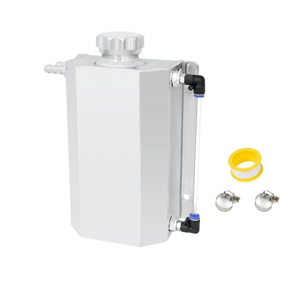 2L Aluminum Coolant Overflow Tank, Universal Radiator Reservoir White - color: White