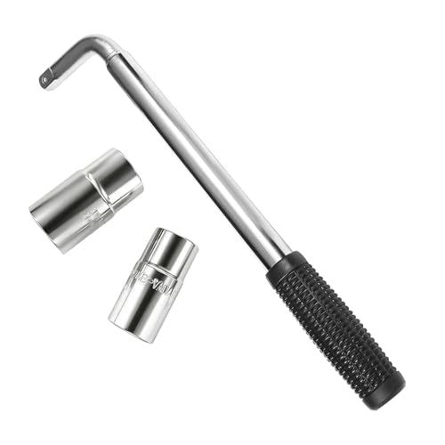 Telescoping Lug Wrench, Extendable Stainless Steel Tire Nut Remover with 17/19mm & 21/23mm Sockets, Rustproof Wheel Lug Nut Removal Wrench Tire Repair Tool for Most Vehicles