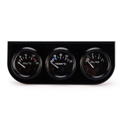 52mm 3 in 1 Car Auto Gauge Kit, 12V Triple Gauge Kit Oil Temp Water Temp Temperature Oil Pressure Gauge Meter for Car with Sensor