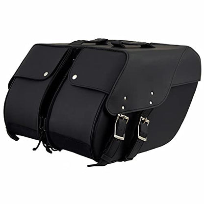 Milwaukee Leather PVC 2-Strap Throw-Over Easy Zip off and off Motorcycle Saddlebags - LG - color: SH669ZB-BLACK, size: Large