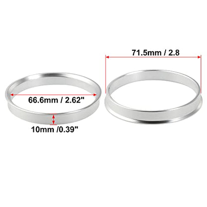 X AUTOHAUX 4pcs OD 71.5mm to ID 66.6mm Aluminium Alloy Car Hub Centric Rings Wheel Bore Center Spacer - size: 66.6mm