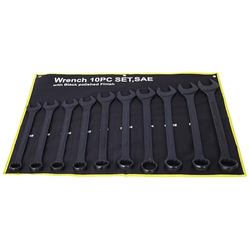 Jumbo Combination Wrench Set, 10-Piece SAE (1-5/16"-2-1/2"), Black Oxide, Pouch - Widest SAE Range, Commercial Grade, Heavy Duty Industrial Applications - color: 10-piece Sae (1-5/16"-2-1/2"), Black Oxide