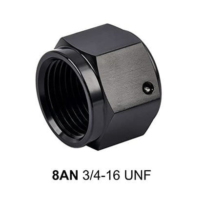 EVIL ENERGY 8AN Flare Cap Block off Fitting Plug Black 2PCS - size: 8AN