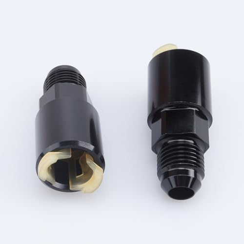 AC PERFORMANCE -6 AN Male to 5/16" SAE Quick Disconnect Female Push on EFI Fuel Rail Fitting Adapter Aluminum Black, Pack of 2 - color: Black, size: 6AN to 5/16 - 2PCS