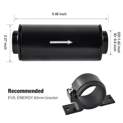 EVIL ENERGY 40 Micron Fuel Filter Inline with 6AN 8AN 10AN Adapter Universal 60MM