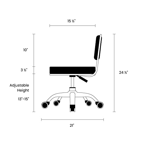 MAYAKOBA Dayton Rolling Stool with Backrest – White Pneumatic Seat, Adjustable Height 13"-15", Ergonomic Design for Home Office, Garage, Gardening, Lab, School, Mechanic Tasks - color: White