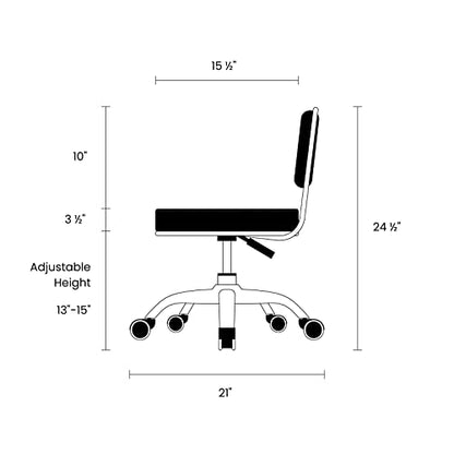 MAYAKOBA Dayton Rolling Stool with Backrest – White Pneumatic Seat, Adjustable Height 13"-15", Ergonomic Design for Home Office, Garage, Gardening, Lab, School, Mechanic Tasks - color: White