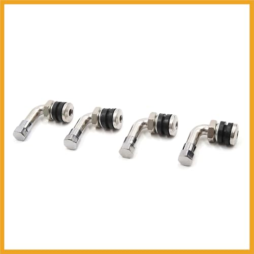 4 Pcs 110 Degree Angle Anti-Leakage Tubeless Tire Valve Stem Cap Silver Tone for Motorcycle Replacement