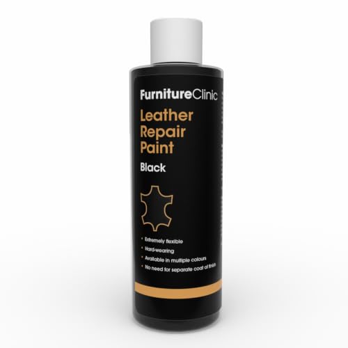 Furniture Clinic Leather Repair Paint, Color and Finish, Black - color: Black, size: 250ml / 8.5oz