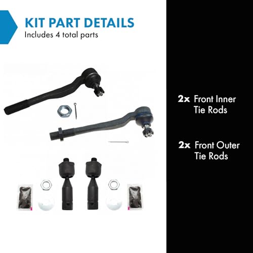 TRQ Front Inner and Outer Tie Rod Set 4 Piece - style: PSA55147