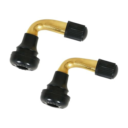 2 PCS PVR60/PVR70 Valve Stems, 90° Bent Brass Tire Valve Stem with Snap-in Rubber Base, Angled Tyre Nozzle Core Compatible with Most Tubeless Tire Rims on Motorcycle Scooter ATV