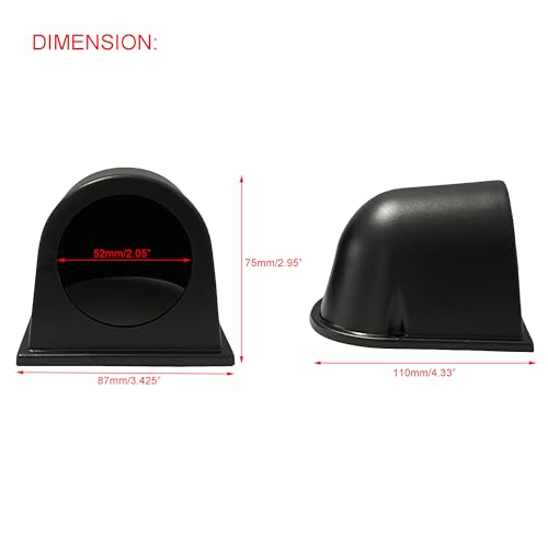 Black Universal 2" 52mm Single 1 Hole Dash Gauge Console Dashboard Pod Holder - size: 1 hole