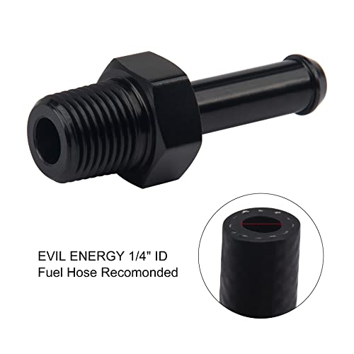 EVIL ENERGY 1/8" NPT Male to 1/4" Barb Fitting Adapter Straight Aluminum Black 2PCS - size: 1/8 NPT to 1/4 Barb