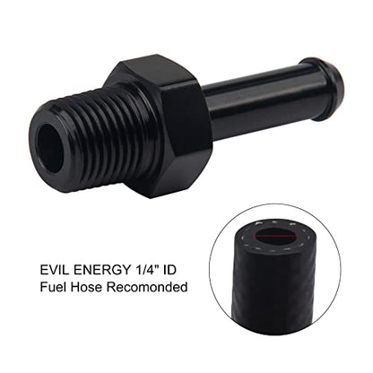 EVIL ENERGY 1/8" NPT Male to 1/4" Barb Fitting Adapter Straight Aluminum Black 2PCS - size: 1/8 NPT to 1/4 Barb