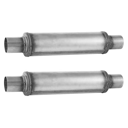 2.25'' Exhaust Muffler, 2.25" Inlet/Outlet Exhaust Muffler Universal Resonator Stainless Steel Straight Through Design Exhaust Tip,20'' Overall Deep Sound for Cars (2.25'' Inlet 2.25'' Outlet) 2pack - size: 2.25in inlet-2pcs