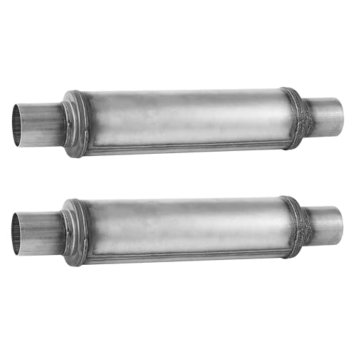 2.25'' Exhaust Muffler, 2.25" Inlet/Outlet Exhaust Muffler Universal Resonator Stainless Steel Straight Through Design Exhaust Tip,20'' Overall Deep Sound for Cars (2.25'' Inlet 2.25'' Outlet) 2pack - size: 2.25in inlet-2pcs