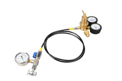 Nitrogen Shock Fill Kit with 700Psi Nitrogen Gauge and 10in High-Pressure Flexible Hose Nitrogen Regulator Shock Fill Tool No-Loss Schrader Chuck for ATV, UTV, Off-Road Bike, Dirt Bike