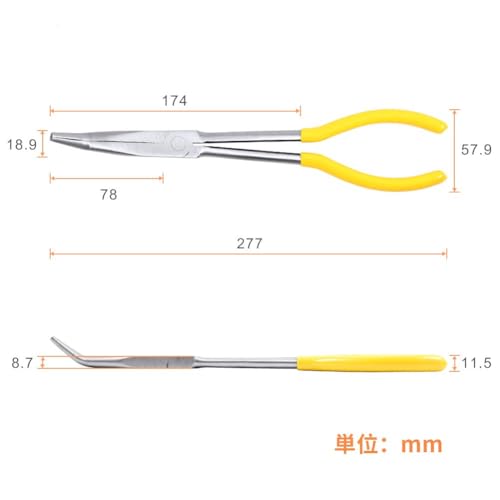 SPEEDWOX Long Reach 45 Degree Needle Nose Pliers 11 Inches Serrated Jaw - style: 45°