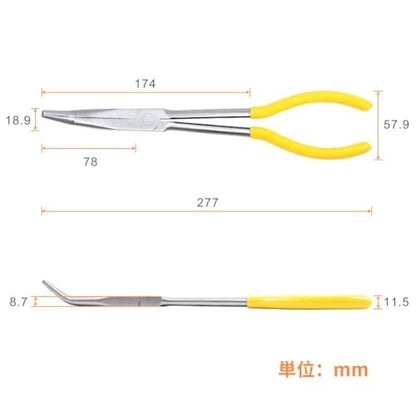 SPEEDWOX Long Reach 45 Degree Needle Nose Pliers 11 Inches Serrated Jaw - style: 45°