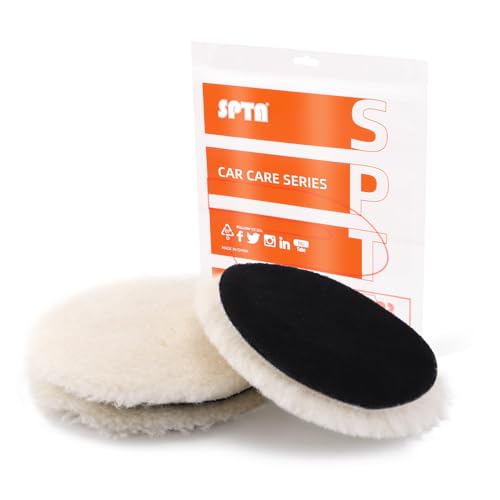 SPTA Wool Buffing Polishing Pads, 3Pcs 5 Inch (125mm) Wool Cutting Pad, Wool Compounding Pad, Buffing and Polishing Pads Buffing Wheel for 5 Inch Car Polisher Compounding, Polishing, Buffing - style: 125mm