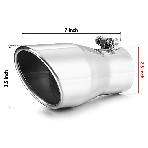 A-KARCK Exhaust Tip 2.5" Inlet to 3.5" Outlet, 7" Overall Length Polishing Bolt On Exhaust Tailpipe Tip Protect Tailpipe - size: 2.5"Inlet 3.5"Outlet-7"Long Sliver
