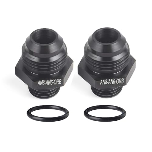 8AN Flare to 6AN ORB Fuel Pump Rail Adapter, Aluminum, Black, 2PCS - size: AN8-AN6