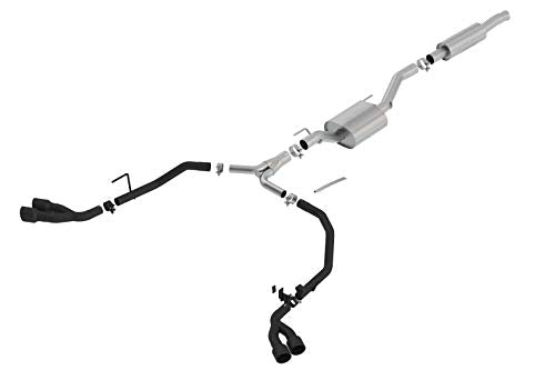 BORLA 140816CB Cat-Back Performance Exhaust System for 2020-2023 Jeep Galdiator JT 3.V6 T-304 Stainless Steel ATAK Sound Dual Rear Side Exit Dual 3.5" Black Coated Tips Each Side