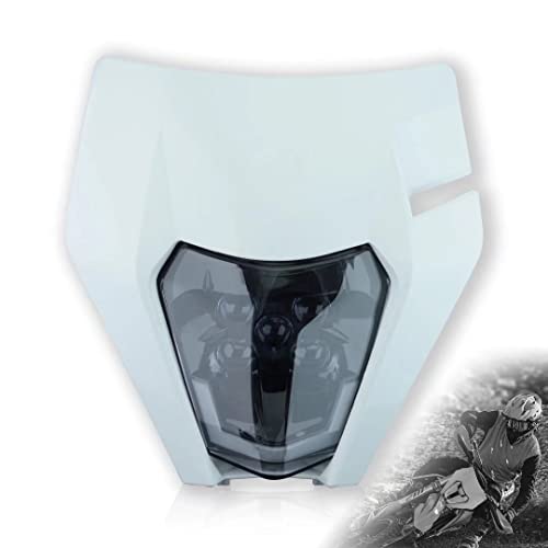 Headlight Head Lamp Light Fairing Mask Day Running Light For ATV Scooters Dirt Pit Bike Enduro (White+Cold White DRL) - color: White
