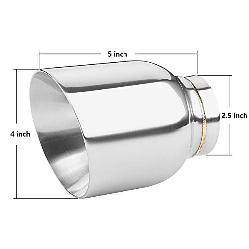LCGP 2.5" to 4" Diesel Exhaust Tip, 5" Overall Length, Double Wall Design - size: 2.5“x4"x5", style: Polished
