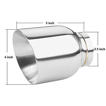 LCGP 2.5" to 4" Diesel Exhaust Tip, 5" Overall Length, Double Wall Design - size: 2.5“x4"x5", style: Polished