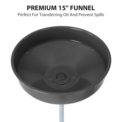 Garvee 8 Gallon Waste Oil Drain Tank, Portable Oil Drain Container, Air Operated Drainer, Fluid Fuel Transfer Drainage, Adjustable Funnel Height with Wheel &15'' Premium Bowl and a Toolbox - size: 8 Gallon-Black