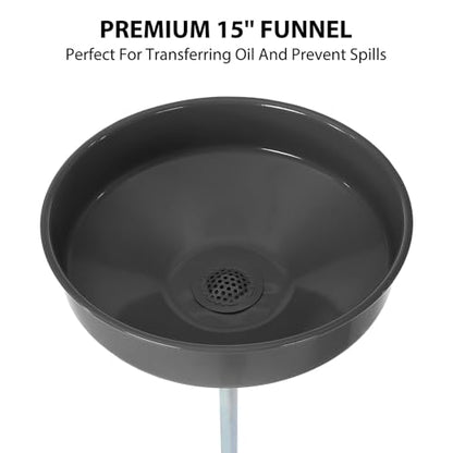 Garvee 8 Gallon Waste Oil Drain Tank, Portable Oil Drain Container, Air Operated Drainer, Fluid Fuel Transfer Drainage, Adjustable Funnel Height with Wheel &15'' Premium Bowl and a Toolbox - size: 8 Gallon-Black
