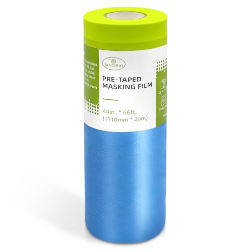 Tangibay Pre-Taped Masking Film for Painting, 44" x 66', 1 Roll - size: 1 Roll: 44"