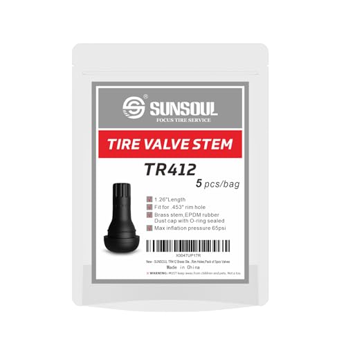 SUNSOUL TR412 5pcs Brass Stem EPDM Rubber Snap-in Short Tire Valve Stem for 0.453 Inch 11.5mm Rim Holes - color: TR412-5pcs