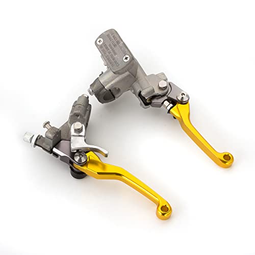 Dirt Bike Brake Master Cylinder Reservoir Cable Clutch Levers for RM125 RM250 DRZ400S/SM DR250R DR200S DRZ400R RMX250S RMX250S RMZ250 RMZ450 RM85 RM125 - color: Gold