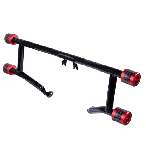 Advanblack Protek Two Step Highway Peg Crash Bar with CNC Slider Fit for 2014-2025 Harley Touring Road Glide Street Glide Electra Glide – Engine Guard Performance Upgrade (Red CNC w/Carbon Inlay) - color: Red CNC w/ Carbon Inlay