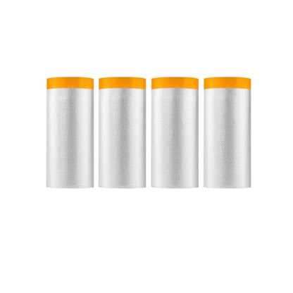 Pre-Taped Masking Film - 4Rolls 4.92ft x 65.6ft Painters Plastic Rolls - size: 4.92ft x 65.6ft