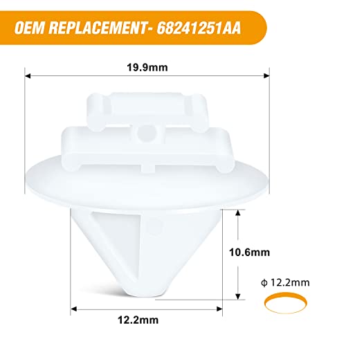 GOOACC 50pcs Rear Door Body Side Moulding Clips for Jeep Renegade 2015-2020 Fiat Chrysler 68241251AA 68241251-AA White Nylon Wheel Opening Moulding Clip Fits into 9mm Hole - color: 50Pcs Door Body Moulding Clips