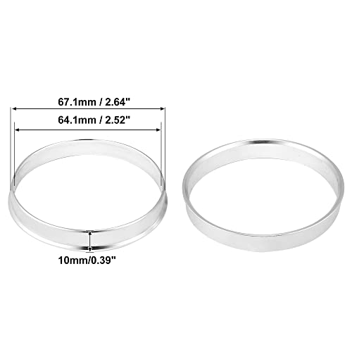 X AUTOHAUX 4pcs OD 67.1mm to ID 64.1mm Aluminum Alloy Hub Centric Rings