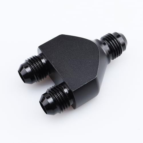 AC PERFORMANCE -6 AN In to -6 AN Out Y Block Splitter Fuel Fitting Aluminum Black - color: Black, size: 3 x 6AN