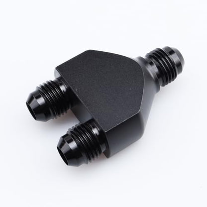 AC PERFORMANCE -6 AN In to -6 AN Out Y Block Splitter Fuel Fitting Aluminum Black - color: Black, size: 3 x 6AN
