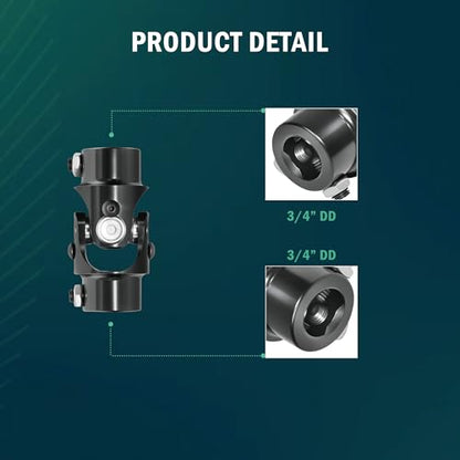 3/4" DD × 3/4" DD Universal U Joint for Steering Shaft - color: Black, size: 3/4" DD × 3/4" DD