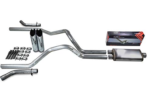 Truck Exhaust Kits - ShopLine Dual Exhaust System 2.5" Aluminized Pipe - color: Corner Exit Chrome Tips